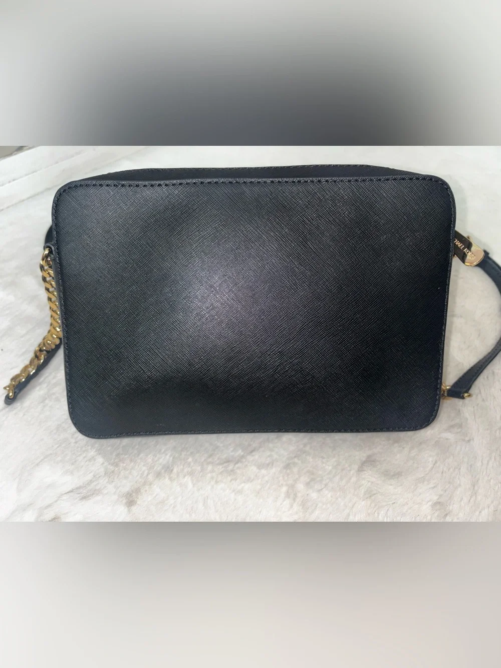 Michael Kors Black Saffiano Leather Crossbody with Gold Logo